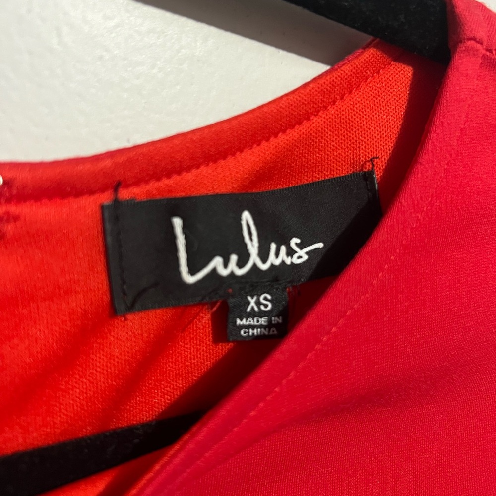 Lulu's Vibrant Red Long Sleeve Dress - Picture 3 of 5